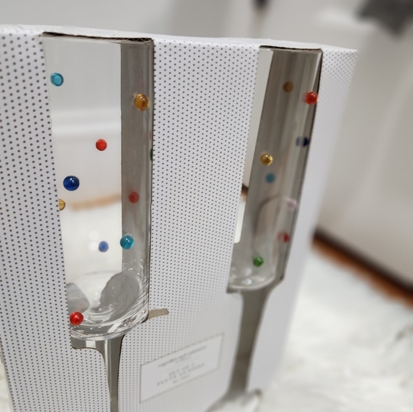 🥂  Cupcakes Cashmere clear multicolor Dotted Set of 2 flute  glasses 🥂 - Picture 4 of 5